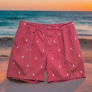 Polo Ralph Lauren Tyler Shorts Mens 40 Red Cotton Embroidered Pony Classic Chino